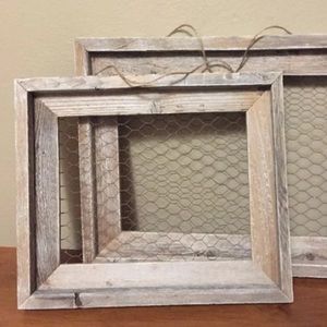 Barnwood Chicken Wire Photo Frames
